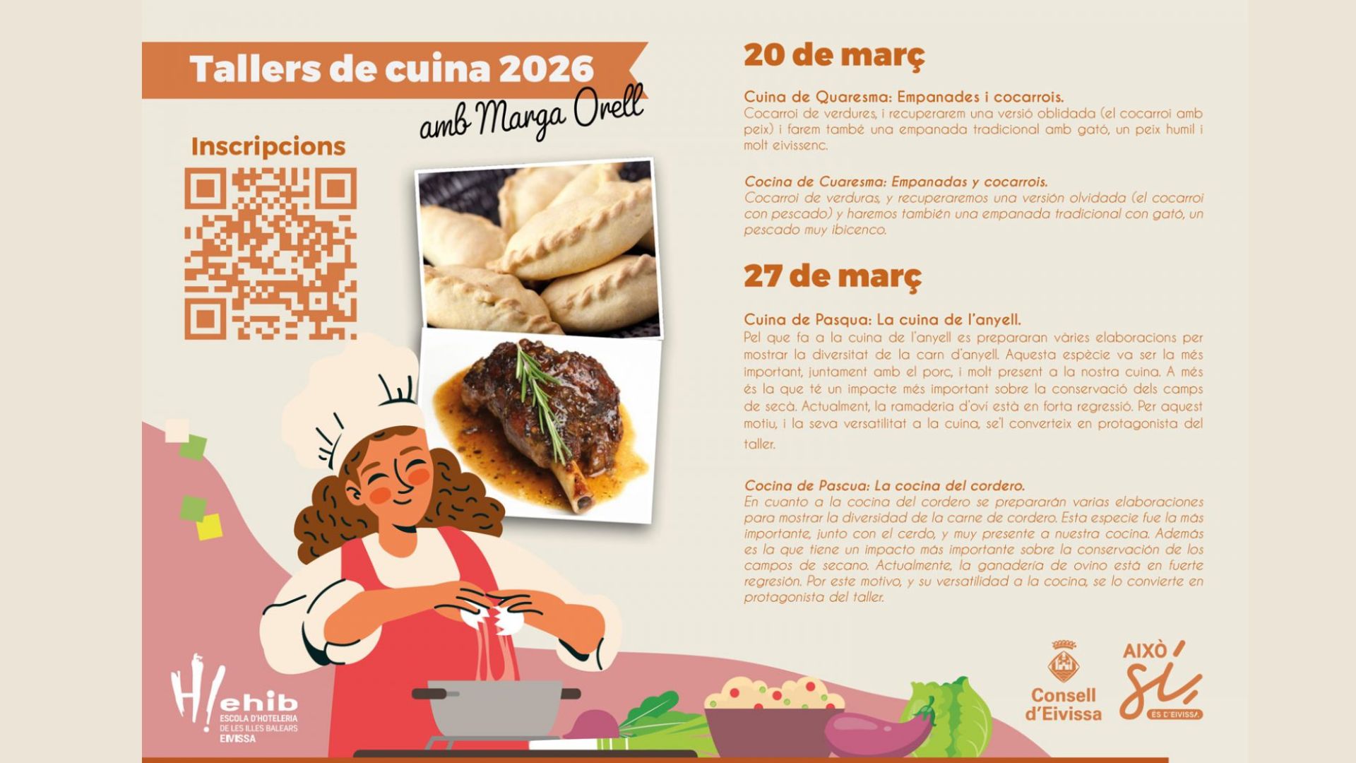 Cartel de los talleres de cocina tradicional dentro de las Jornadas Patrimoni Gastronòmic en Eivissa 2026.