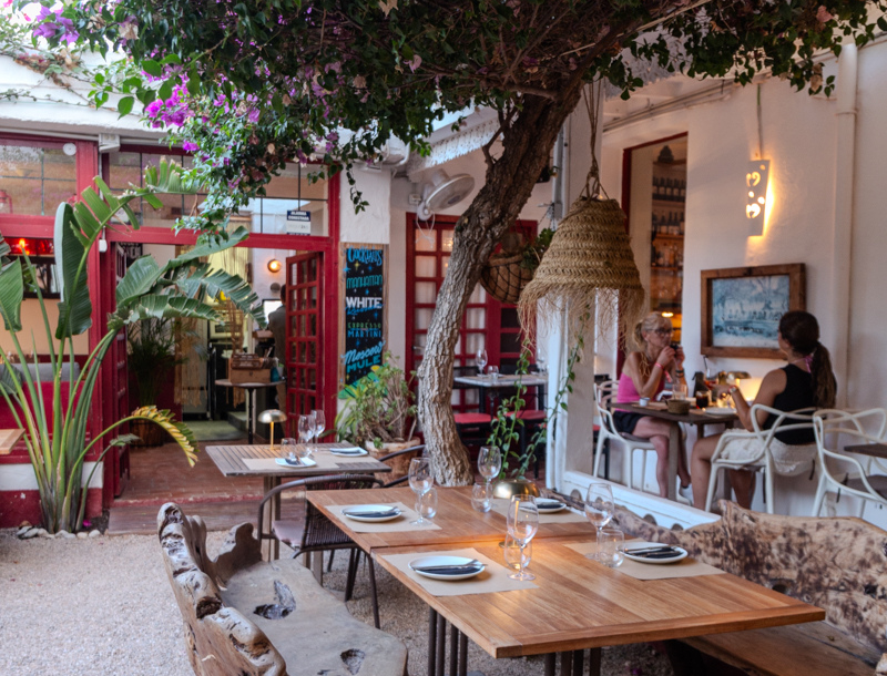 Sa Carboneria Ibiza jardín entre buganvilias